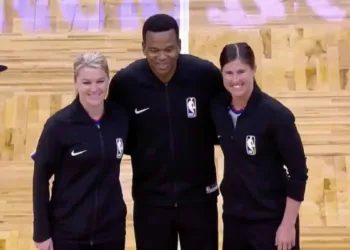 Natalie Sago and Jenna Schroeder have made NBA history as the first female referees to work on the same court.