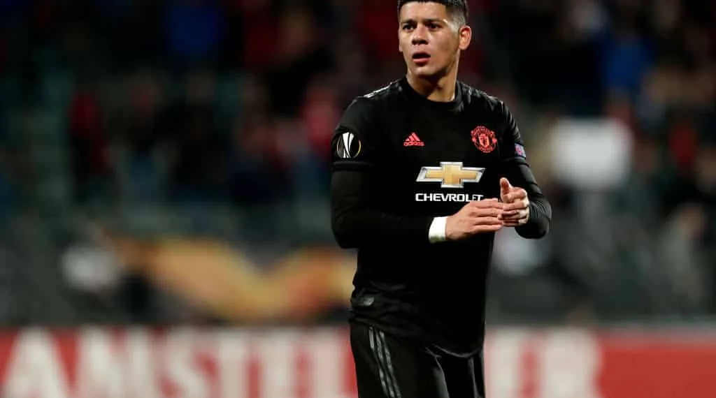 DEN HAAG, NETHERLANDS - OCTOBER 3: Marcos Rojo of Manchester United  during the UEFA Europa League   match between AZ Alkmaar v Manchester United at the Cars Jeans Stadium on October 3, 2019 in Den Haag Netherlands (Photo by Soccrates/Getty Images)