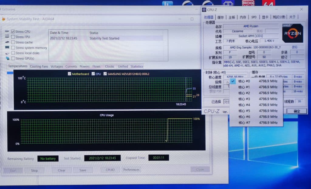 AMD Ryzen 7 5750G PRO APU overclocked to 4.8 GHz