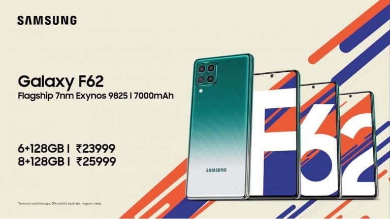 Samsung Galaxy F62 launched in India: Specifications and pricing