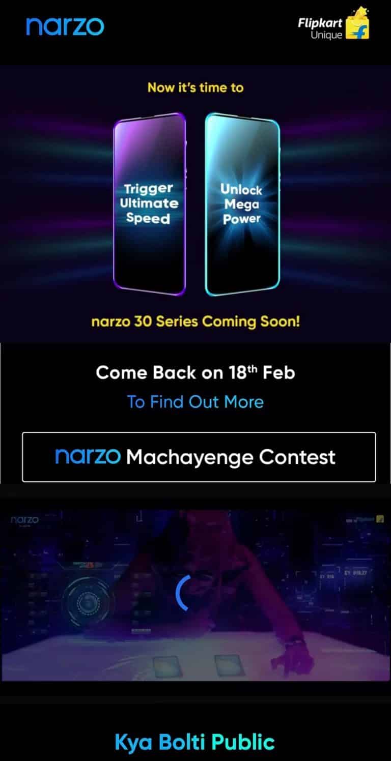 Realme Narzo 30 series Landing page is live on Flipkart