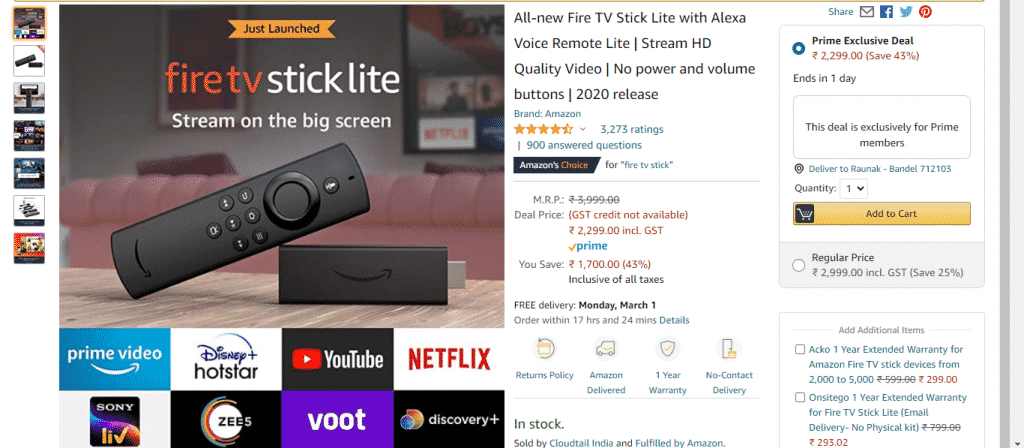 image 34 Fire TV Stick Lite with Alexa Voice Remote Lite is now available at ₹ 2,299
