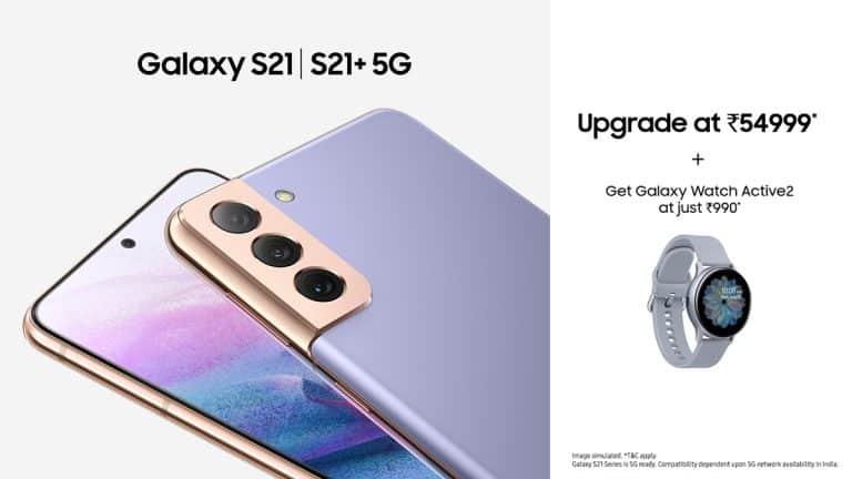 Get Samsung Galaxy Watch Active 2 for just ₹990 when you buy Galaxy S21 5G and Galaxy S21 Plus