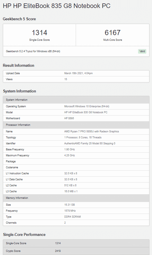 AMD Ryzen 7 PRO 5850U spotted both on CPU-Z & Geekbench