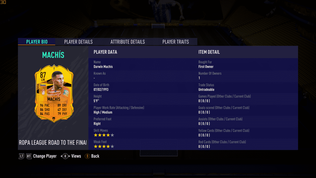 Screenshot 85 FIFA 21: How to do the 87-rated Darwin Machis' Europa League Road To The Final SBC Card and is it worth doing?
