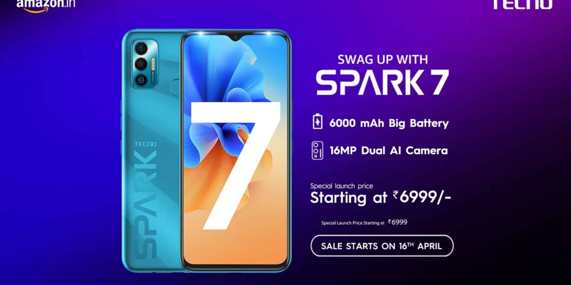 Tecno Spark 7 launched in India with a 6,000mAh battery at Rs.6,999