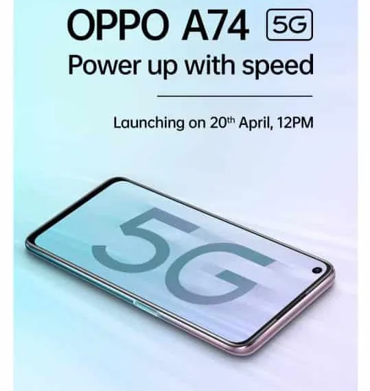 Oppo A74 5G launching in India on April 20