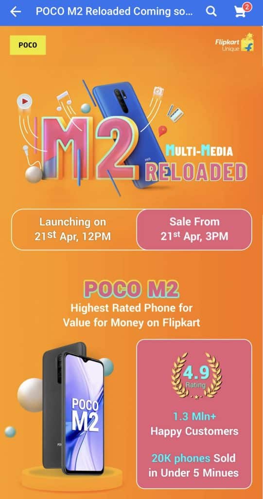 EzPKnmUVgAIExzN POCO M2 Reloaded launched in India: Price, specifications with offers