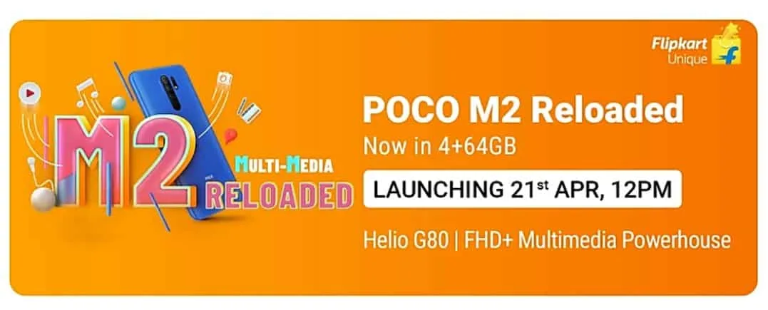 POCO M2 Reloaded Launching on 21st April in India