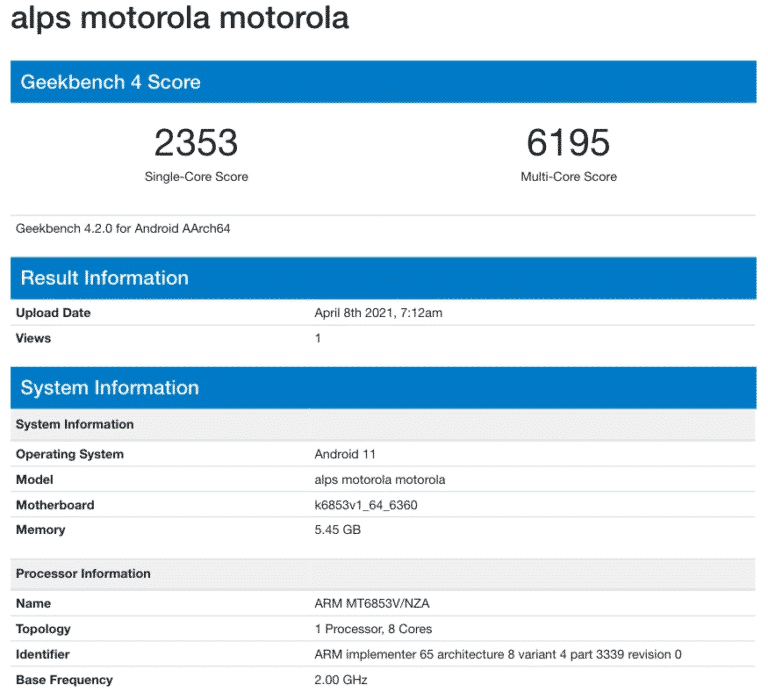 Motorila alps 768x692 1 Motorola to launch a phone with Dimensity 720 SoC paired with 6GB of RAM