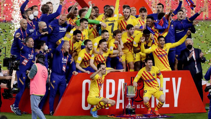 barcelona Lionel Messi is delighted to lift his first Copa del Rey trophy as Barcelona captain