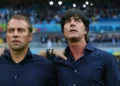 BELO HORIZONTE, BRAZIL - JULY 08:  Assistant coach Hansi Flick (L) and head coach Joachim Loew of Germany look on prior to the 2014 FIFA World Cup Brazil Semi Final match between Brazil and Germany at Estadio Mineirao on July 8, 2014 in Belo Horizonte, Brazil.  (Photo by Martin Rose/Getty Images)