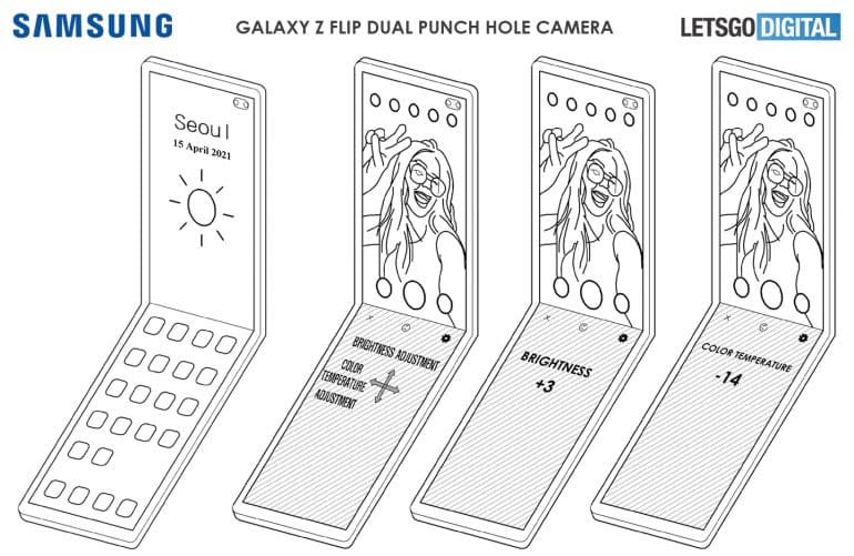 galaxy z flip dual punch hole camera 770x501 1 Report: Samsung patents Galaxy Z Flip smartphone design with a dual punch-hole camera