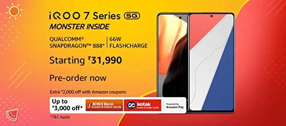 iQOO 7 series Sale is Live now on Amazon, available for just Rs.27,990