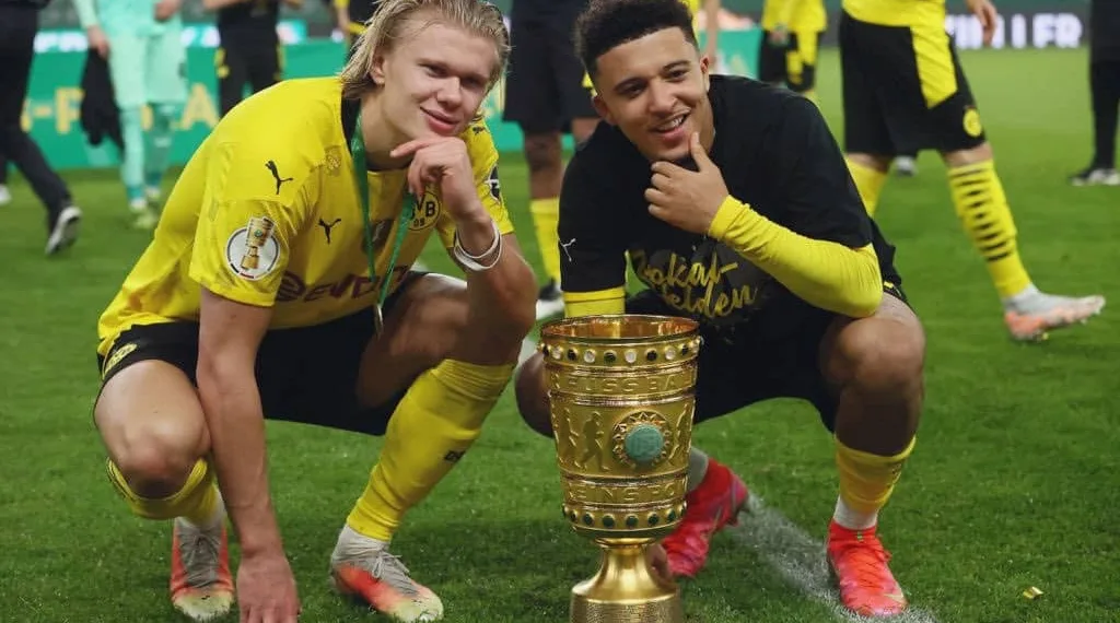 RB Leipzig 1-4 Borussia Dortmund; Sancho and Haaland brace bags 5th Pokal title