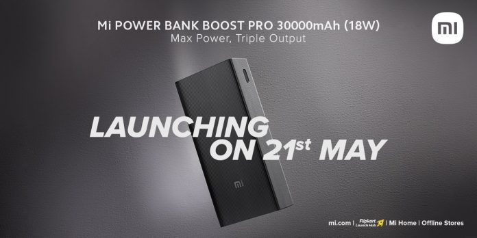 Mi Power Bank Boost Pro 3,000mAh (18W) launching in India on May 21 Mi Power Bank Boost Pro 3,000mAh (18W) launching in India on May 21