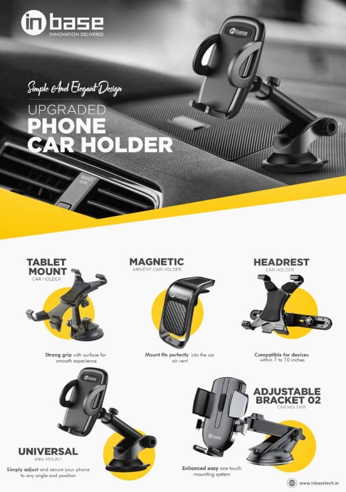 Inbase launches its latest series of Car Mounts and Holders for Tablets and Smartphones in the Indian market