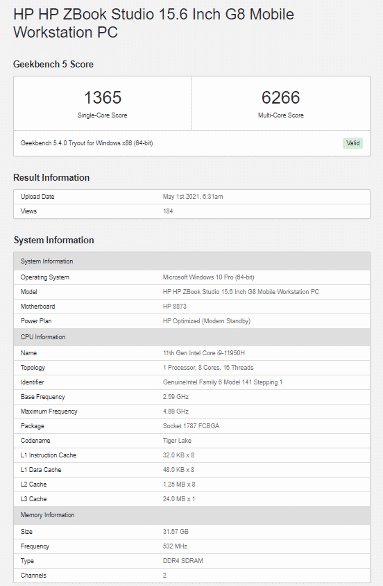 Upcoming Intel Core i9-11950H is slower than AMD Ryzen 7 5800H on Geekbench