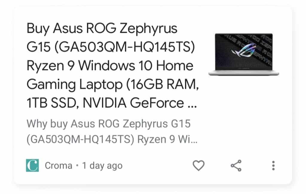 ASUS ROG Zephyrus G15 accidentally listed on Croma: India launch expected soon?