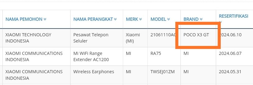 E3hReclVcAIr8zs POCO X3 GT may launch soon, as its Moniker listed on Indonesia Telecom Certification