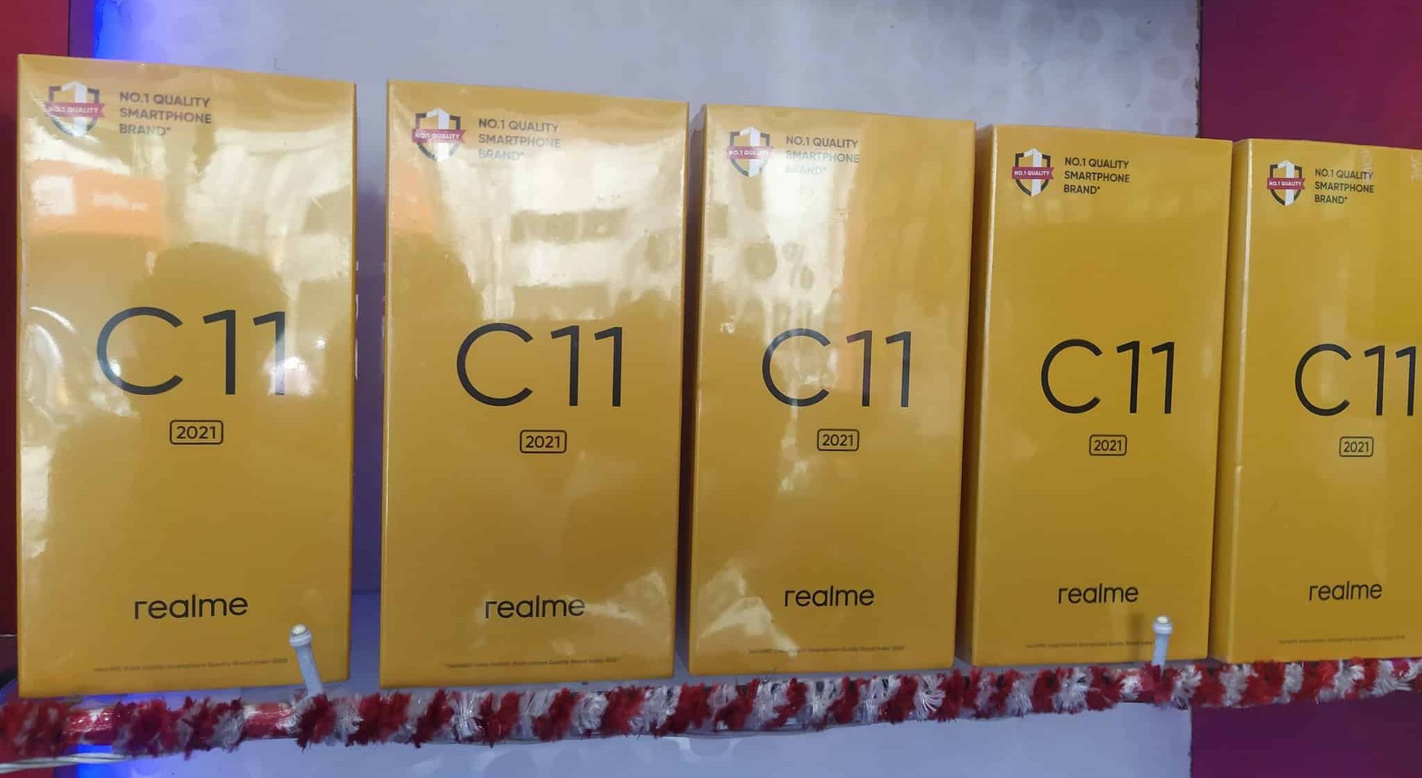 Realme C11 2021 Box Live Image and listing spotted in offline and online stores in India Realme C11 2021 Box Live Image and listing spotted in offline and online stores in India