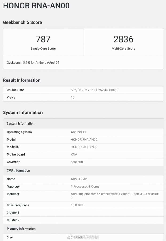 Honor 50 Geekbench First look at the Honor 50 series ahead of June 16 launch