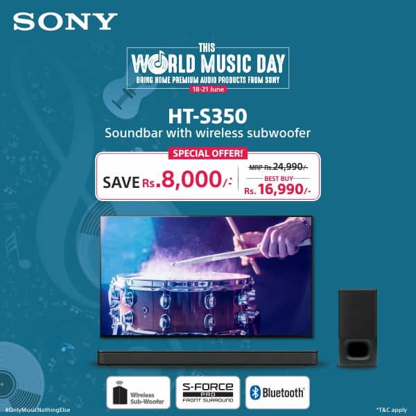 WMD IR S350 SNS Sony India introduces Special Offers to celebrate World Music Day