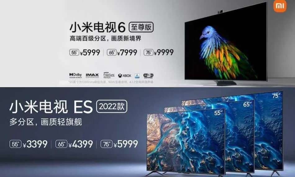 Xiaomi announced the Mi TV 6 Extreme Edition and Mi TV ES 2022