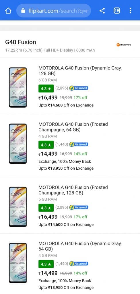 image 2 Motorola has Increased Rs.500 on All Variants of Moto G40 Fusion