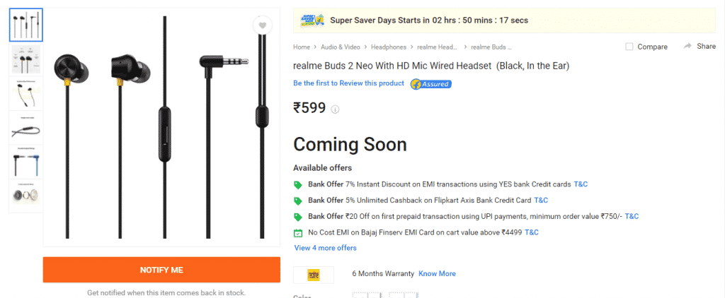 image 41 Realme Buds 2 Neo product page goes live in Flipkart with varying price