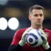 LIVERPOOL, ENGLAND - MAY 01: Tom Heaton of Aston Villa warms up prior to the Premier League match between Everton and Aston Villa at Goodison Park on May 01, 2021 in Liverpool, England. Sporting stadiums around the UK remain under strict restrictions due to the Coronavirus Pandemic as Government social distancing laws prohibit fans inside venues resulting in games being played behind closed doors. (Photo by Naomi Baker/Getty Images)