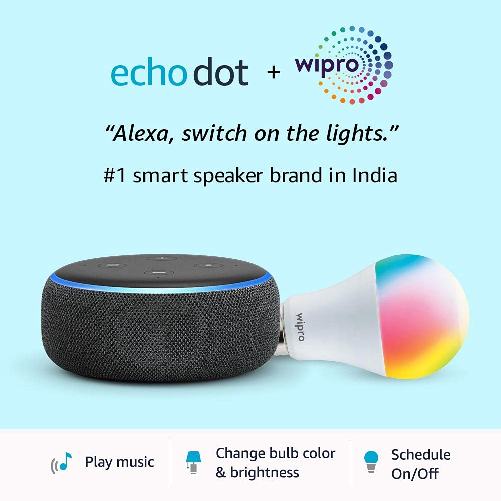 Amazon Echo Dot 3rd Gen & Wipro 9W LED Smart Bulb combo to available for only ₹2,299 on Prime Day