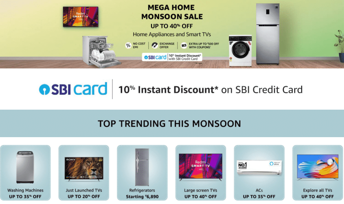 Amazon India announces great offers on Monsoon Appliances