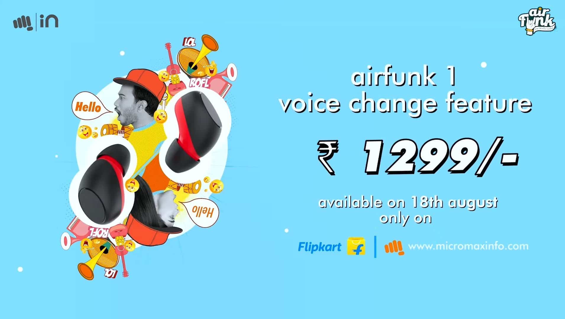 Micromax AirFunk 1 TWS earbuds launched in India at ₹1,299