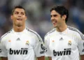 Real Madrid's Cristiano Ronaldo and Kaka joke before kick off