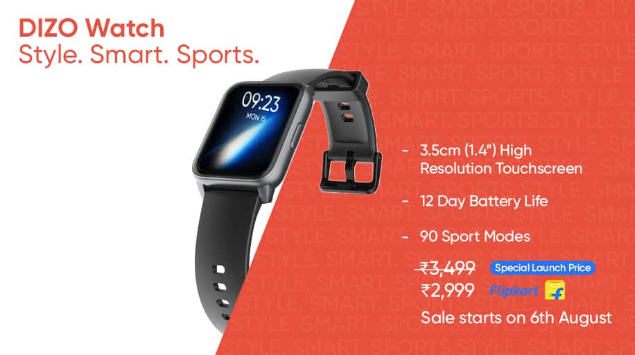 DIZO, from Realme TechLife, Unveils its First Smartwatch – DIZO Watch;  An Extension to your Style and Sports Needs!