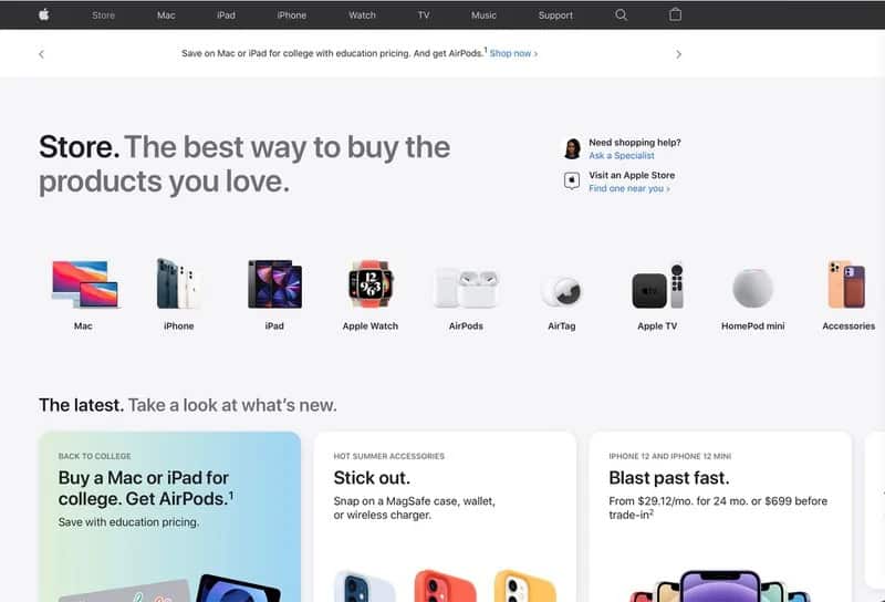 apple store website Apple redesigns website's Store Section and adds dedicated 'Store' Tab