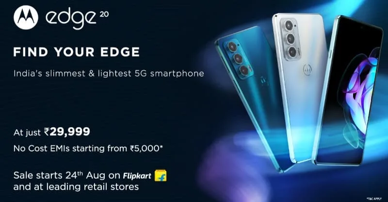 Motorola Edge 20 is now up for Pre-orders from 12 PM in India