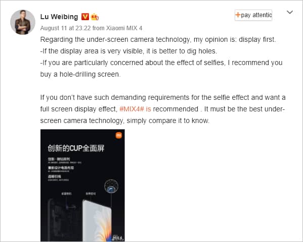 xiaomi mix 4 2 Xiaomi exec suggests that the Mix 4 UD camera may not live up to the hype