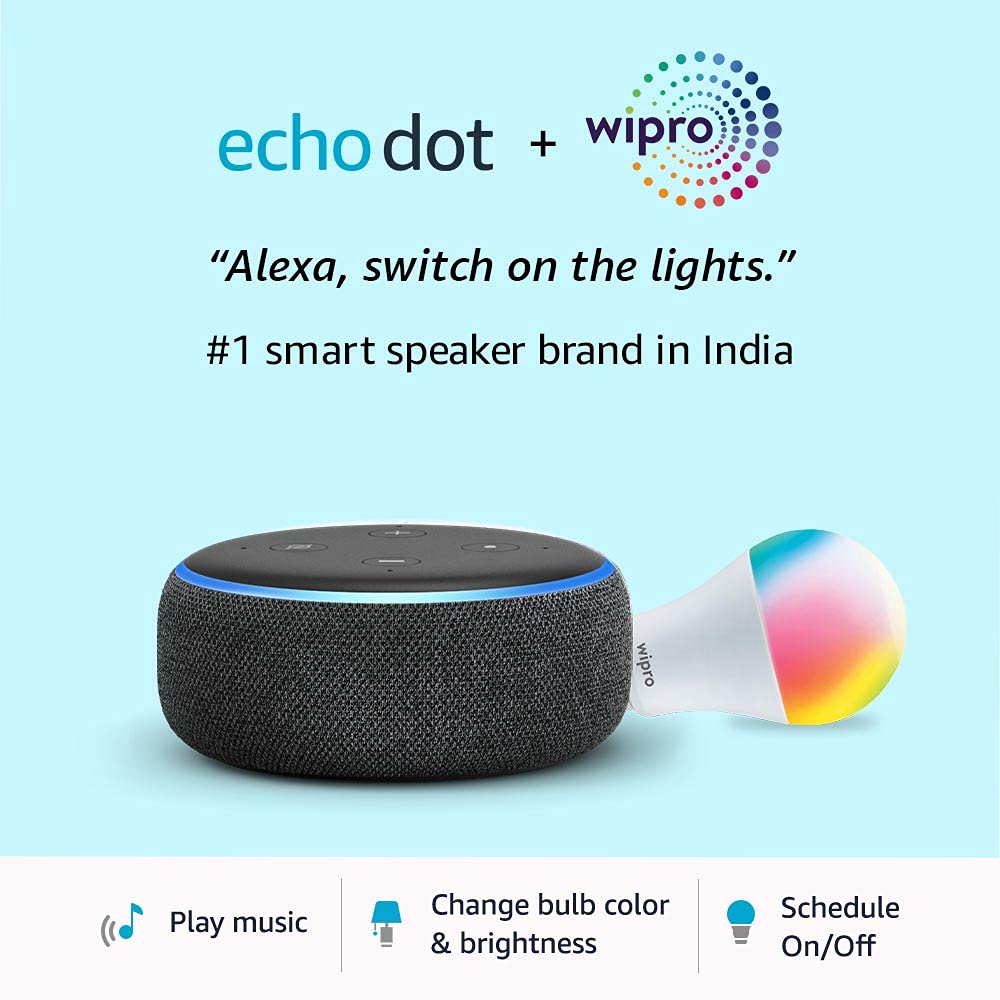 Echo Dot + Wipro 9W LED Smart Bulb will be available for ₹1,999 on Amazon Great Indian Festival