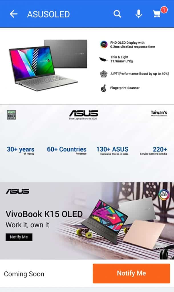 ASUS Vivobook K15 OLED launching in India on Big Billion Day sale