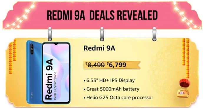 Redmi 9A will be available at Rs.6,799 on Amazon Great Indian Festival 2021