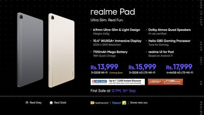 f 15 Realme Pad is announced in India starting at just Rs.13,999