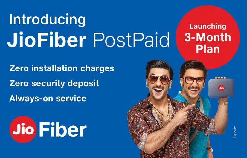 JioFiber now offering 3-month Advance Rental plans with zero upfront costs