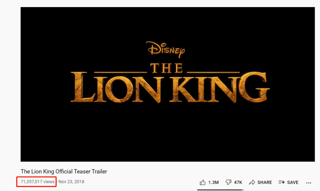 lion king The Most Viewed Movie Trailers On YouTube