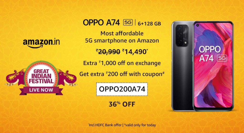 Exclusive coupons when you buy an OPPO smartphone from Amazon India
