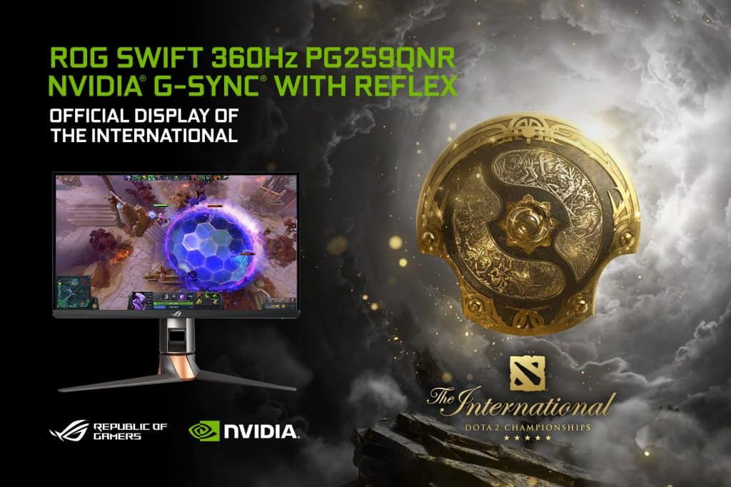 ASUS ROG Swift 360 Hz with NVIDIA G-SYNC and Reflex Technologies selected as the Official Display of DOTA 2 The International 10 Tournament