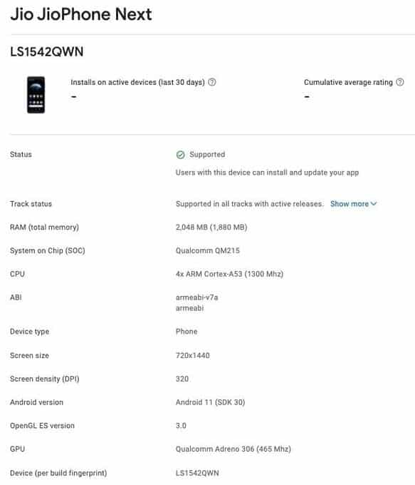 FCEpRf9VgAEqNlI JioPhone Next specs appear in its Google listing, catch the specifications here: