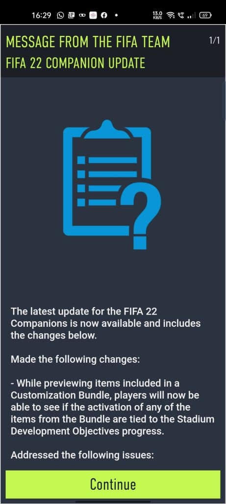 Screenshot 2021 10 24 16 29 32 32 90b1eae54792124ad2e55a2af802b613 EA Sports releases a new update for the FIFA 22 Companion app