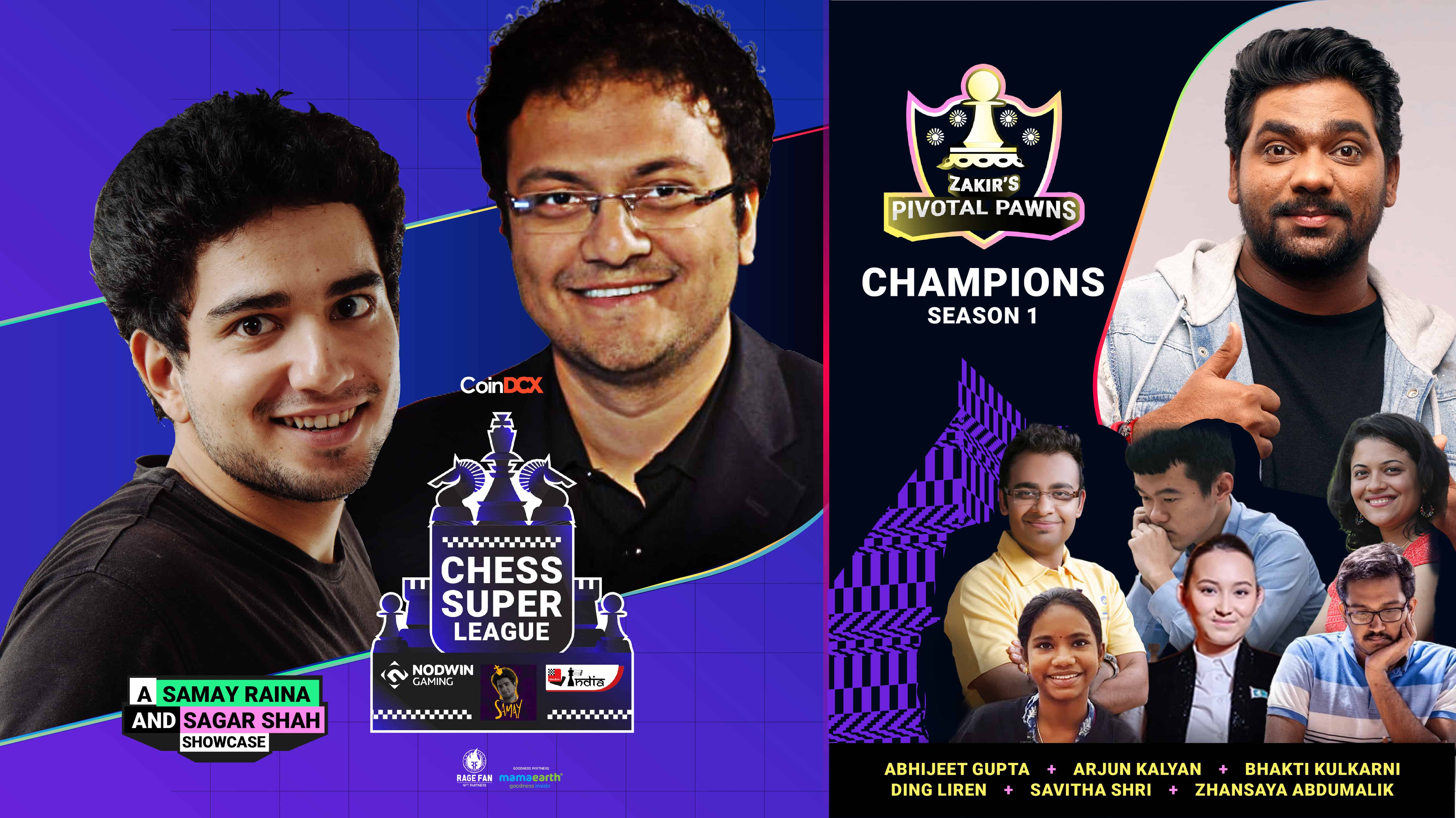 The Chess Super League organized by NODWIN Gaming, ChessBase India and Samay Raina concludes with a bang; Zakir Khan’s Pivotal Pawns bags a lion’s share of the INR 40 lakh prize pool